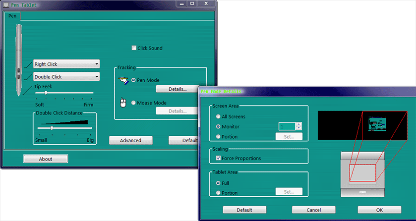 Wacom Volito2 control panel.