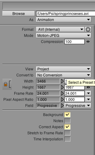 export settings